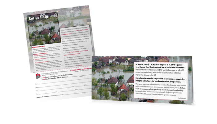Flood insurance self-mailer – Customized consumer content
