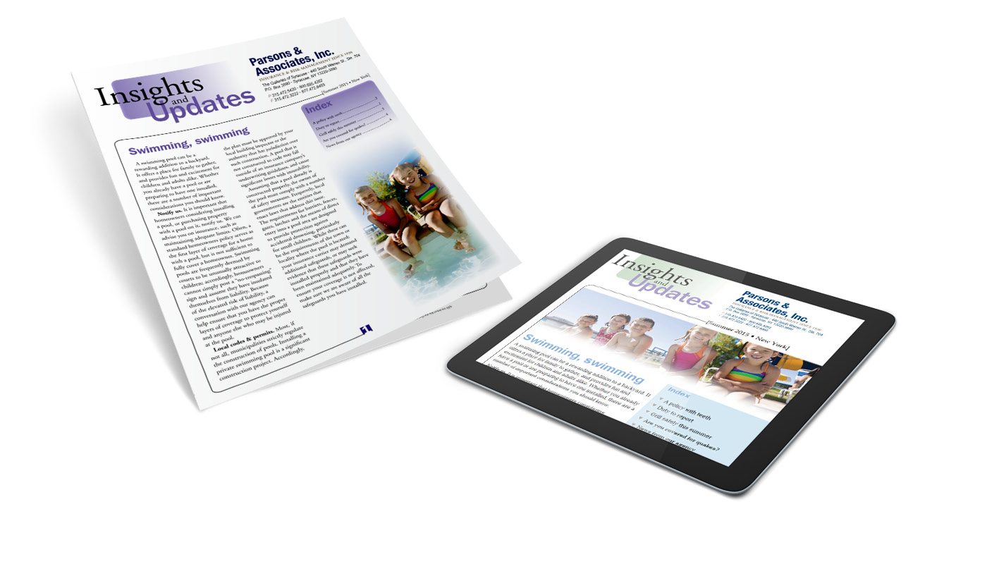 Personal Lines newsletter – Customized consumer newsletter